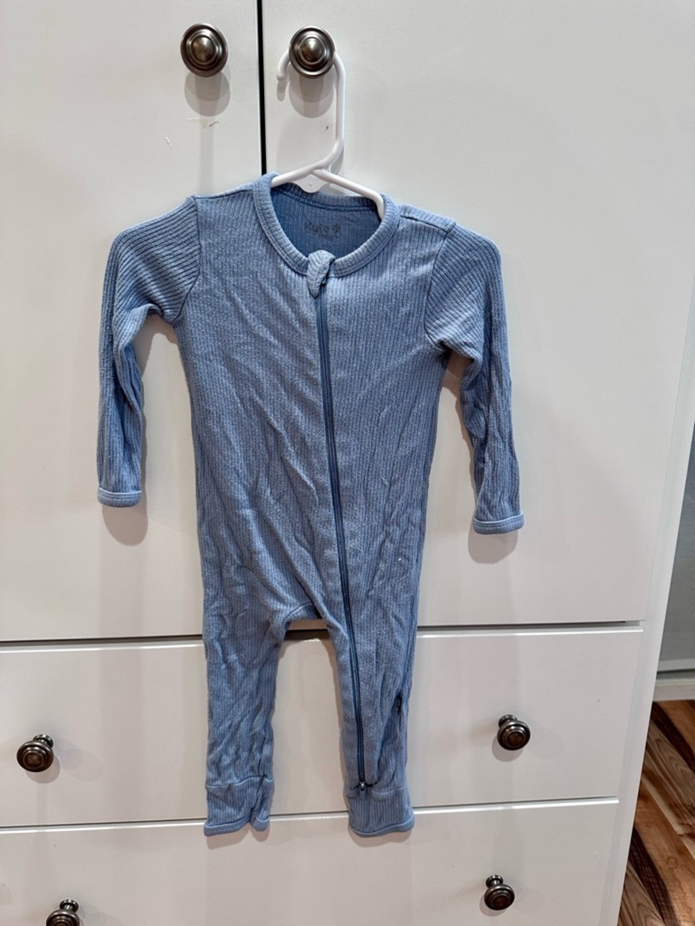 Kyte BABY Slate Blue Ribbed Zip Romper